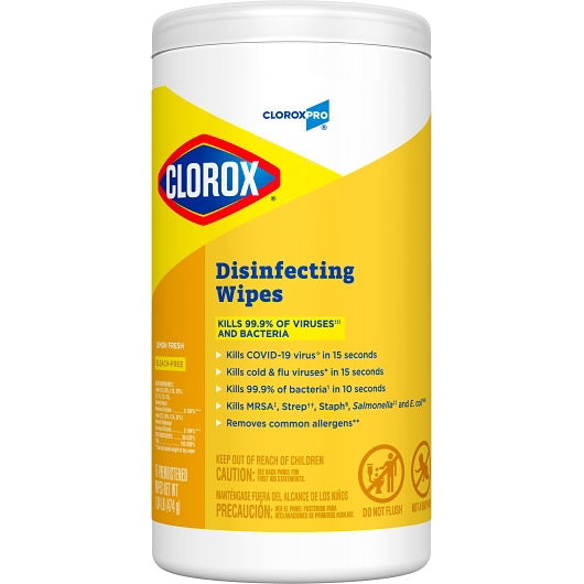 Clorox Prof. Prod. Cleaning Clorox Disinfectant Lemon Commercial Solutions Wipes 6 - 75 Cnt - 75 Count - 6 Per Case