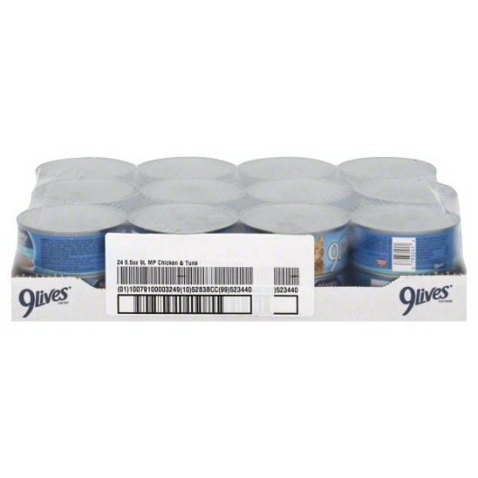 Post Consumer Brands PET 9 Lives Meaty Pate Chicken and Tuna Cat Foodsingles 24 - 5.5 Ounce
