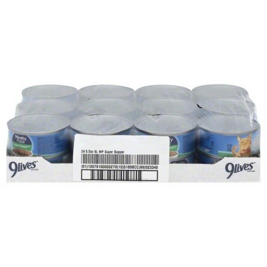 Post Consumer Brands PET 9 Lives Meaty Pate Super Supper Cat Food Singles 24 - 5.5 Ounce