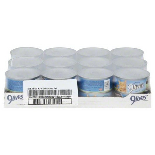 Post Consumer Brands PET 9 Lives Hearty Cuts Chicken and Fish Cat Food Singles 24 - 5.5 Ounce