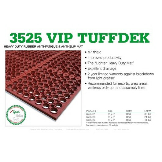 Cactus Mat Mfg. Co. Cactus Mat Floor Mat Rubber 3 X 5 Vip Tuffdeckred 1 - 1 Each - 1 Per Case