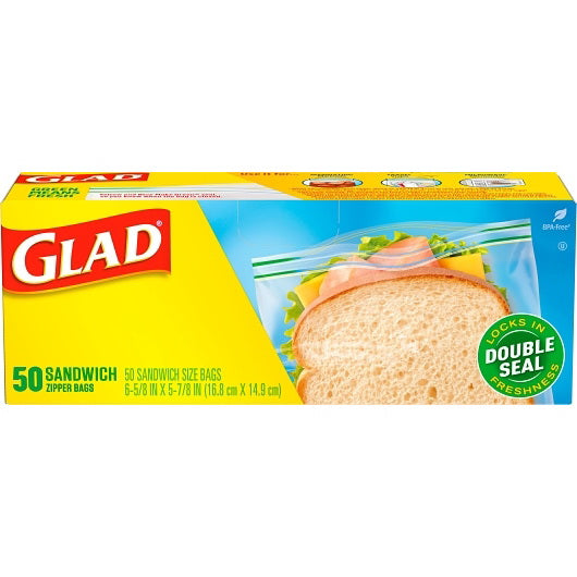 Clorox Prof. Prod. Cleaning Glad Food Storage Zipper Sandwich 12 - 50 Cnt - 50 Count - 12 Per Case