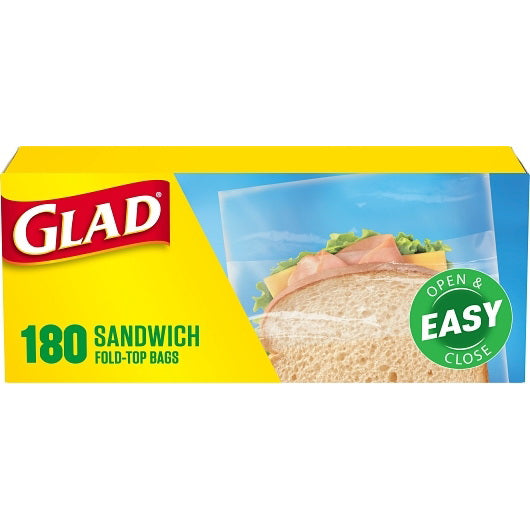 Clorox Prof. Prod. Cleaning Glad Fold Top Sandwich Food Storage 12 - 180 Cnt - 180 Count - 12 Per Case