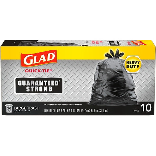 Clorox Prof. Prod. Cleaning Glad Trash Quick Tie 30 Gallon 12 - 10 Cnt