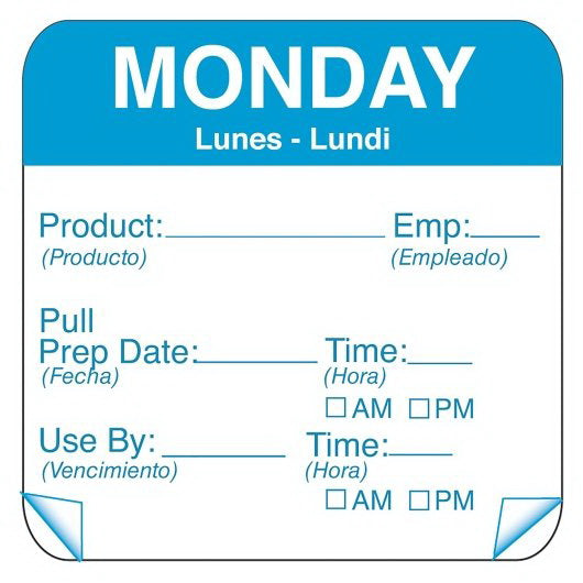 Daymark Food Safety Systems Daymark Labels 2" X 2" 500 Count Monday 12 - 500 Cnt