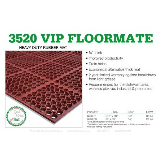 Cactus Mat Mfg. Co. Cactus Mat Vip Floor Mat Red 58 Inches Extra 39" 1 - 1 Each - 1 Per Case