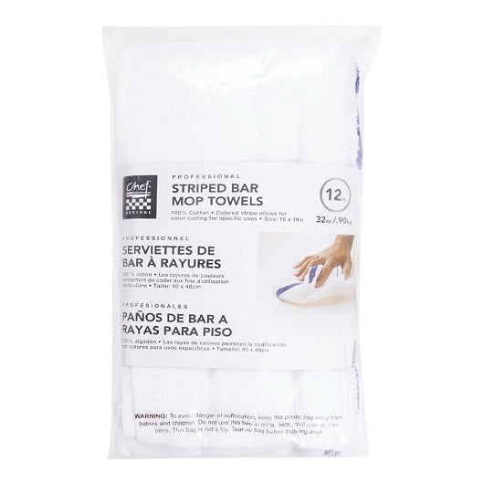 Chef Revival 16" X 19" Striped Bar Towel 1- 12 Each - 1 Per Case