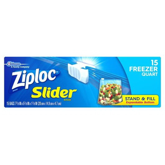 S.c. Johnson Consumer Ziploc Slider Quart Freezer Bag 12 - 15 Cnt - 15 Count - 12 Per Case