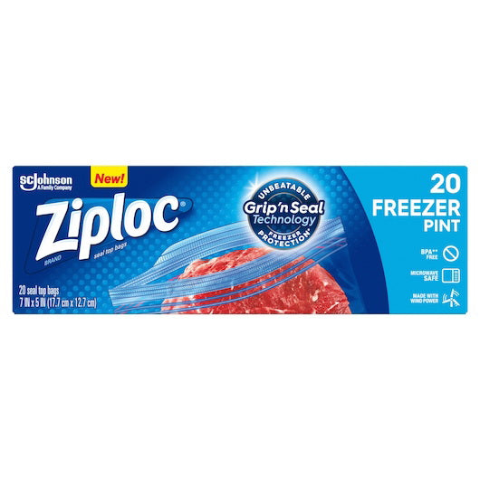 S.c. Johnson Consumer Ziploc Pint Freezer Bag 12 - 20 Cnt - 20 Count - 12 Per Case