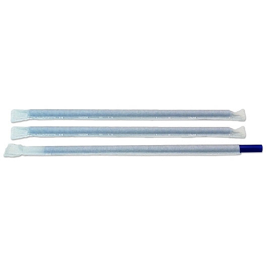 D & W Fine Pack 9" Giant Blue Straw Wrapped - 1200 Per Case