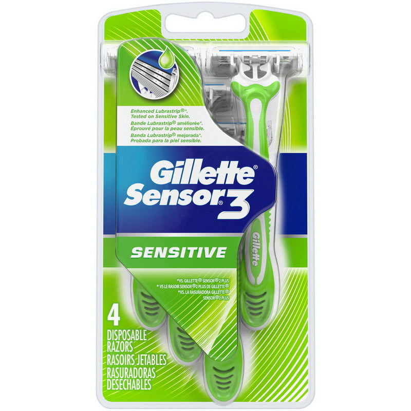 P&g Retail- Health & Beauty Gillette Sensor 3 Razor Sensitive 2 - 6 - 4 Cnt - 4 Count - 12 Per Case