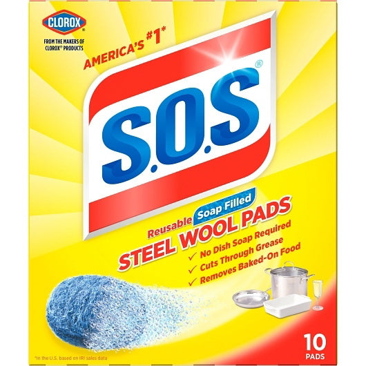 Clorox Prof. Prod. Cleaning Sos Steel Wool Soap Pads 6 - 10 Cnt - 10 Count - 6 Per Case