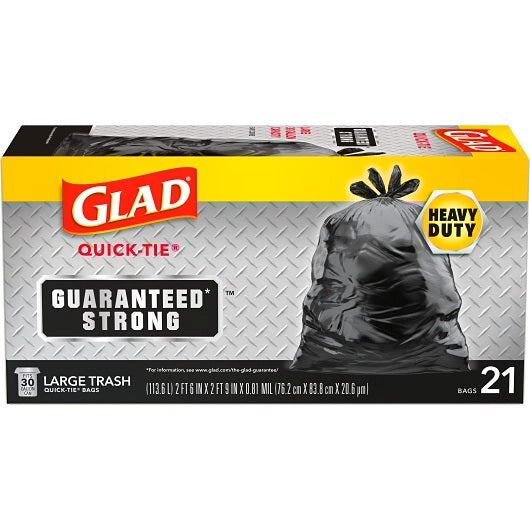 Clorox Prof. Prod. Cleaning Glad Bag Trash Quick Tie Black 9 - 21 Cnt - 21 Count - 9 Per Case