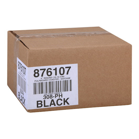 Hoffmaster Coaster Pulpboard Light Weight Black 4 in Round - 1 Per Case
