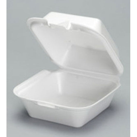 Genpak - Hinged Container Foam 5.81 X 5.69 1 Compartment White 3.13"H Hinged Lid Snap It 4 - 125 - 1 - 500 Per Case