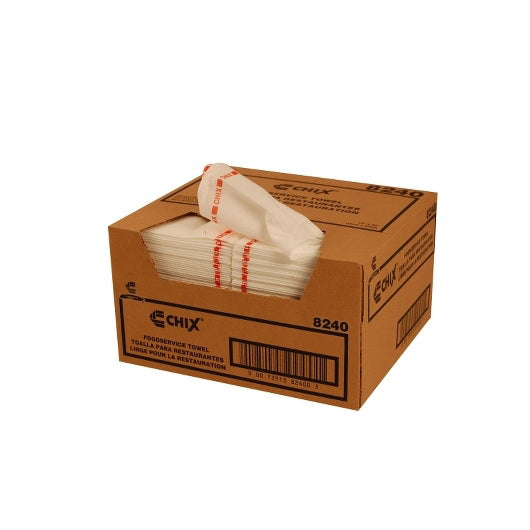 Chicopee 8240 Chix Foodservice Towel Medium Duty White W/ Red Print 13"X 24" - 150 Per Case