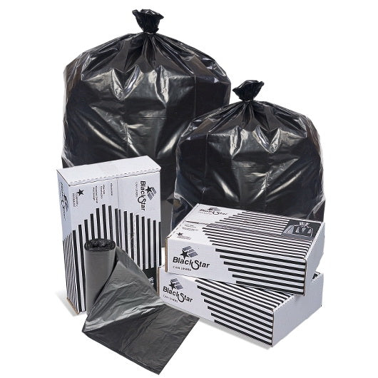 Pitt Plastics/inteplast 38 X 58 .95 Mil 60 Gallon Black Star Perf Roll 100(10/10 Count - 60 Gallon Bag) No Print