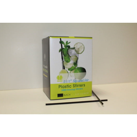 Goldmax Industries Inc Goldmax Unwrapped Sip and Stir 5.5 Inch Black Straw 10 - 1000 Cnt - 1000 Count - 10 Per Case