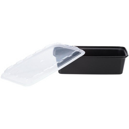 Cube Packaging Cubeware 38 Ounce Rectangular Container Black Base with Clear Lid