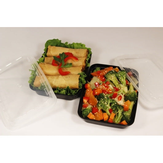 Cube Packaging Cubeware 12 Ounce Rectangular Container Black Base with Clear Lid