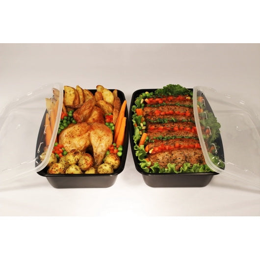Cube Packaging Cubeware 56 Ounce Rectangular Container Black Base with Clear Lid