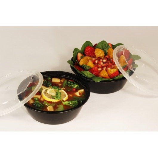 Cube Packaging Cubeware 18 Ounce Round Container Black Base with Clear Lid