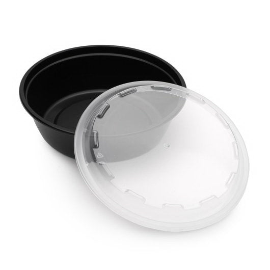 Cube Packaging Cubeware 24 Ounce Round Container Black Base with Clear Vented Lid