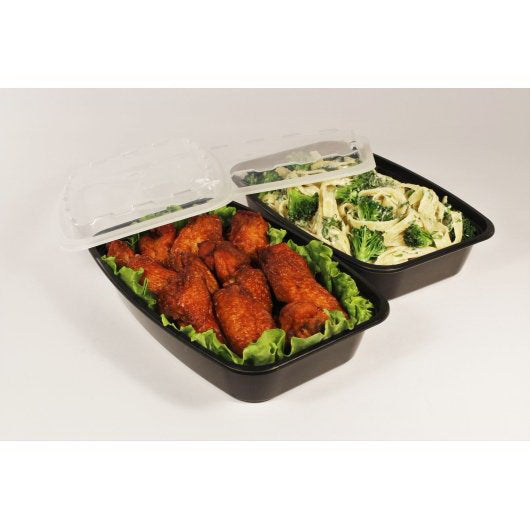Cube Packaging Cubeware 28 Ounce Rectangular Container Black Base with Clear Lid