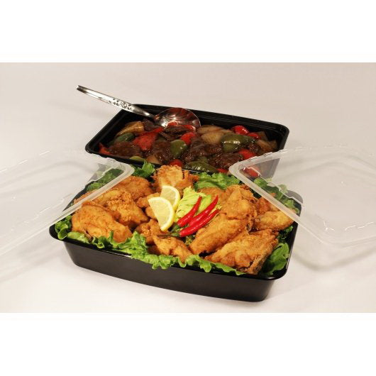 Cube Packaging Cubeware 84 Ounce Rectangular Black Container with Clear Lid