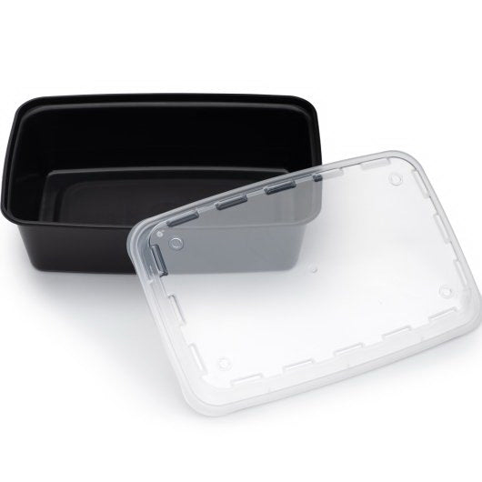 Cube Packaging Cubeware 38 Ounce Rectangular Black & Clear Vented Lid