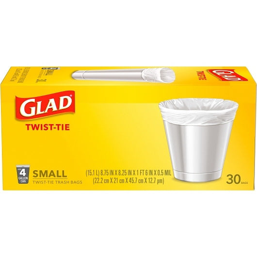 Clorox Prof. Prod. Cleaning Glad Garbage Bag Flat Top Small 6 - 30 Cnt - 30 Count - 6 Per Case