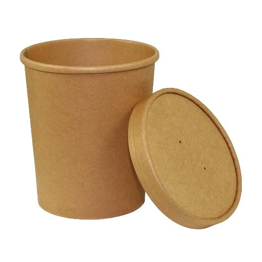 Amercare Royal 32 Ounce Kraft Paper Food Container and Lid Combo