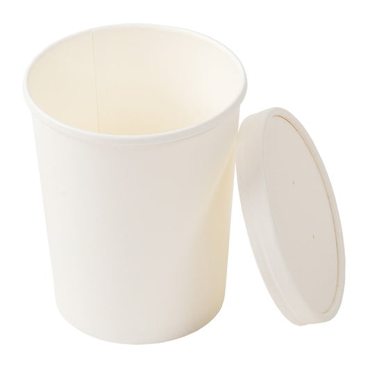 Amercare Royal 32 Ounce. White Paper Food Container and Lid Combo