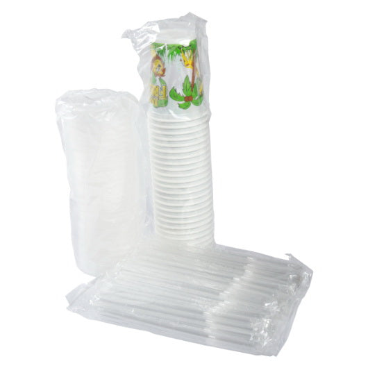 Amercare Royal Kids' Cup Jungle Friends Theme 12 Ounce Cup/straw/lid Combo 250 of Each: Cups Lids Straws