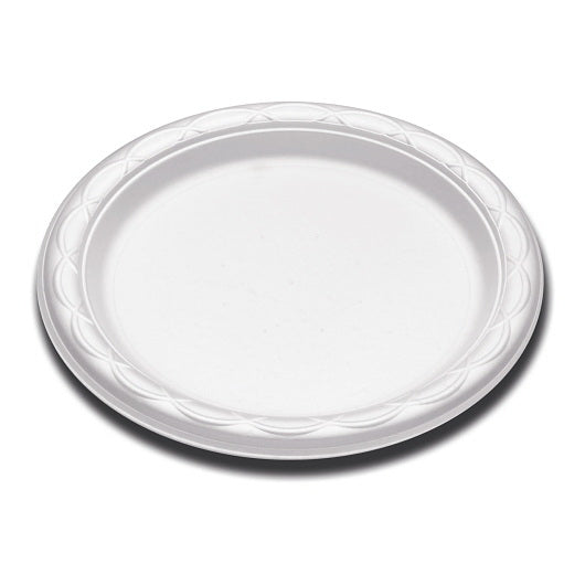 D & W Fine Pack Envirofoam 9" Round White Ps Plate - 125 Per Case