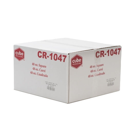 Cube Packaging Cubeware 48 Ounce Square Black Container with Clear Vented Lid