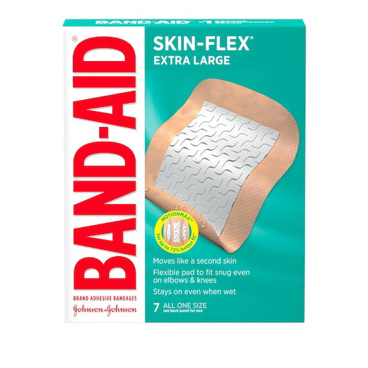 Kenvue Band Aid Skin Flex Extra Large Bandages Box 4 - 6 - 7 Cnt - 7 Count - 24 Per Case