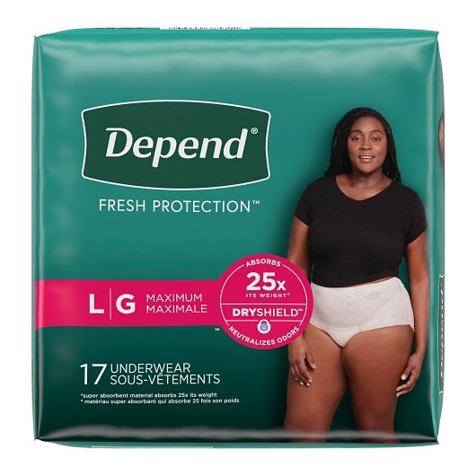 Kimberly Clark Depend Max Absorb Underwear Blsh Female Lrg 17 - 17 Count - 2 Per Case