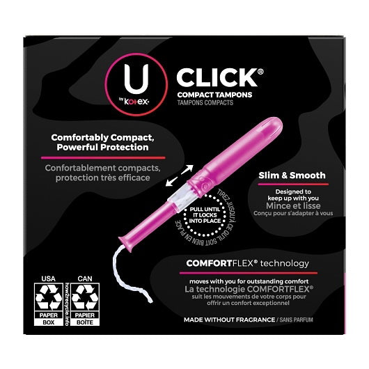 Kimberly Clark U By Kotex Suprprem Supr+abs Tampon Click Compact 16 - 16 Count - 8 Per Case