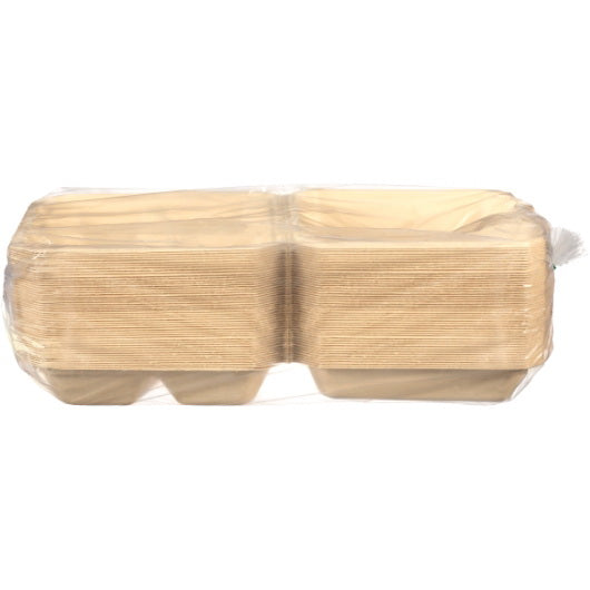Tellus Products Tellus 9" X 9" 3 Compartment Clamshell No Pfas Added 4 - 50 Each - 4 Per Case