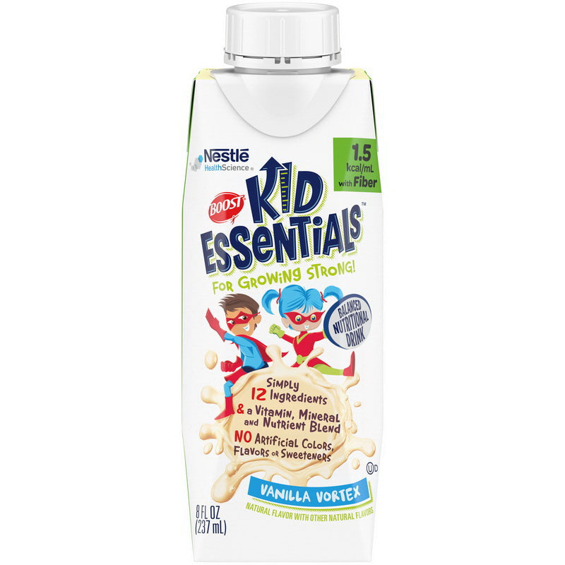 Nestle Health Science Med Nutrition Boost Kid Essentials with Fiber Vanilla Vortex Carton 8 Fluid Ounce - 24 Per Case