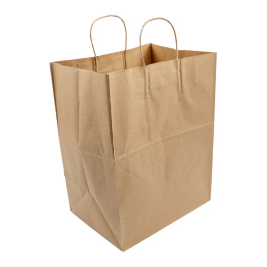 Amercare Royal Twisted Handle Kraft Paper Bag 12" X 9" X 15.75" 200 - 1 Per Case