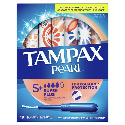 P&g Retail- Health & Beauty Tampax Pearl Tampons Super Plus 4 - 3 - 18 Cnt - 18 Count - 12 Per Case