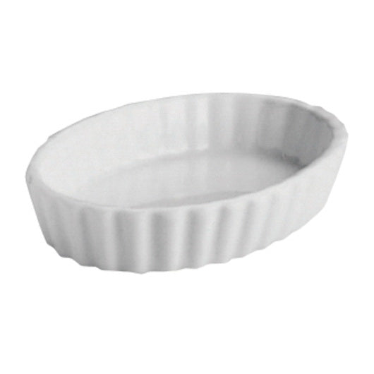 Hall China Company Hall China Oval Fluted Souffle Creme Brulee Dish 6 1/8 in X 4 1/2 in X 1 in (6 1/2 Ounce) White 1 - 2
