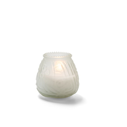 Hollowick Inc Frosted 60 Hour Knobby Wax Candle in Disposable Frosted Glass 1 - 12 Cnt - 12 Count - 1 Per Case