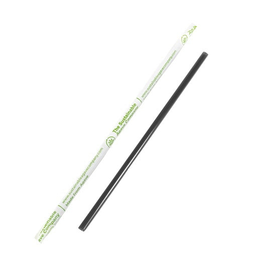 Sustainable Agave The Sustainable Agave Company 8" Agave Blackregular Straws - Wrapped 1 - 5000 Pc - 1 Per Case