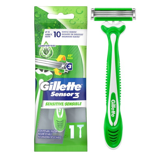 P&g Retail- Health & Beauty Gillette Sensor 3 Sensitive Men's Disposable Razor 6 - 6 - 1 Cnt - 1 Count - 36 Per Case