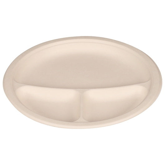 Tellus Products Tellus Fresh 10 In. 3 Compartment Round Plates Case; No Pfas Added 4 - 125 Each - 4 Per Case