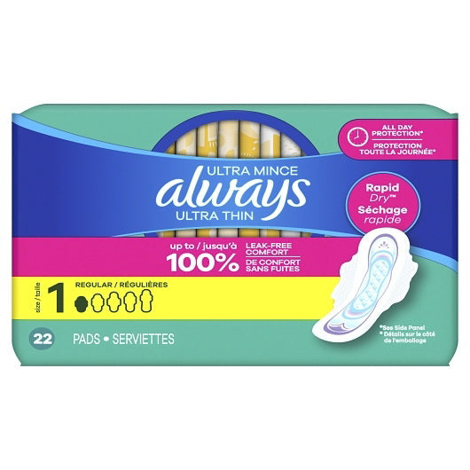 P&g Retail- Health & Beauty Always Ultra Thin Pads Regular/normal Wing 12 - 22 Cnt - 22 Count - 12 Per Case