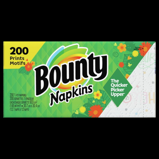 P&g Retail - Family Care/paper Bounty Napkin White and Print 8 - 145 in - 8 Per Case